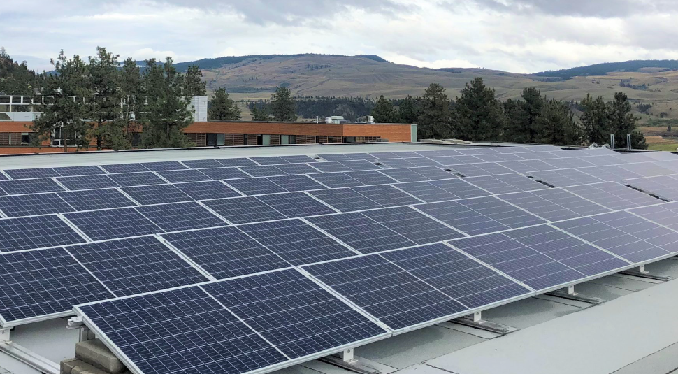 Rows of solar panels on a roof