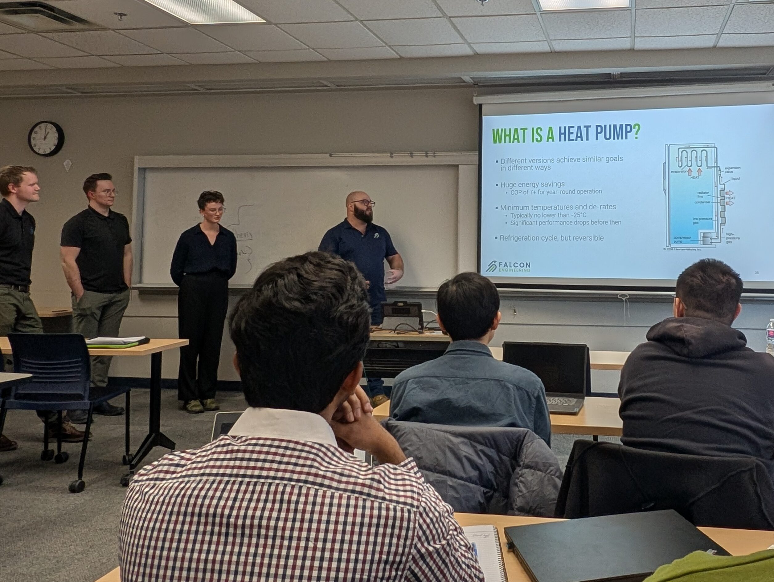 Falcon EIT explains heat pumps to UBCO students